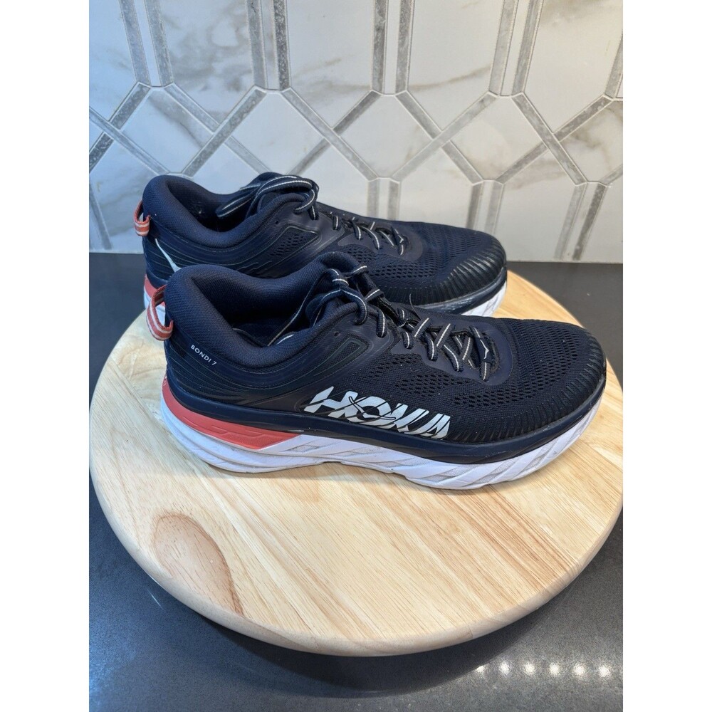 Hoka One One Women’s Bondi 7 Running Shoes 9 Dark Blue 1100519-BIBBL Sneaker Run - Picture 2 of 14